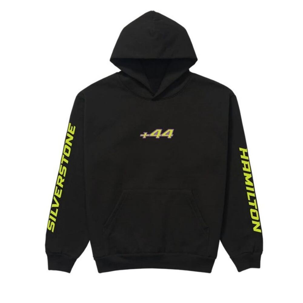+44 Lewis Hamilton Men's Black Silverstone Crew Full Over Hoodie Size L